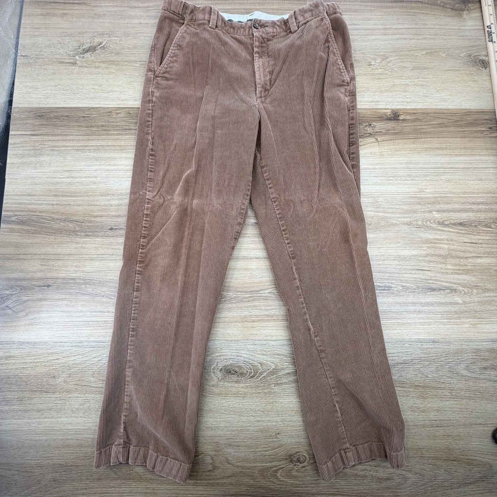 L.L.Bean Mens 35x32 Brown Corduroy Pants Comfort Waist Classic Preppy Heritage